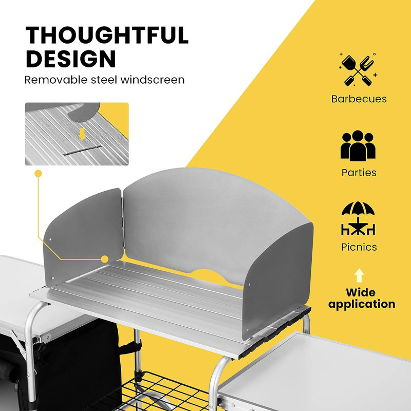 Table de camping extérieure pliante avec rangement