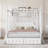 Metal Canopy Platform Bed With Upholstered Headboard, 2 Drawers And Button Stitching Design-1845864680