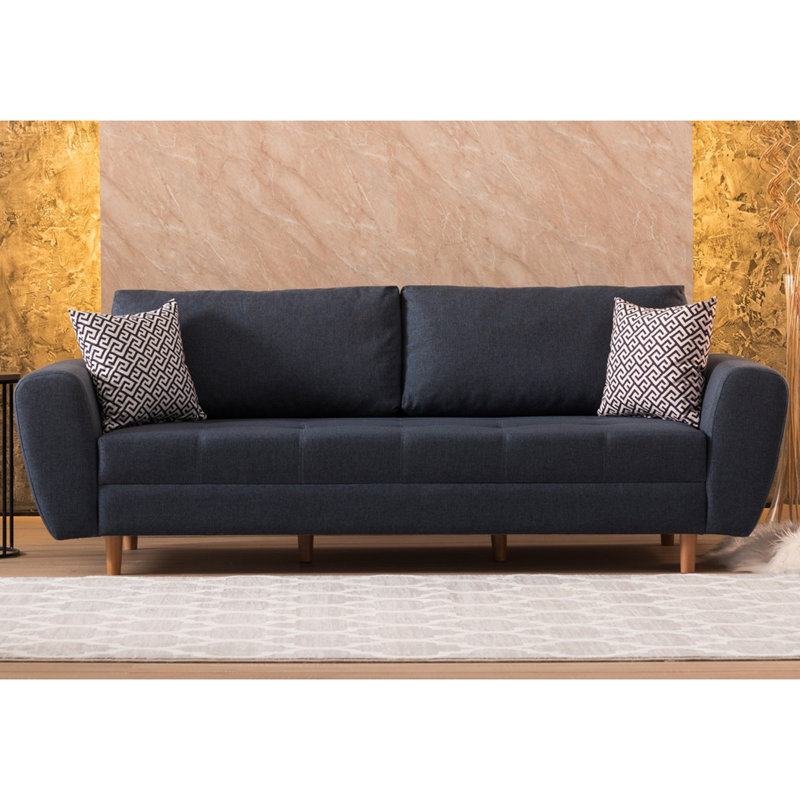Canapé revêtu de tissu d'ameublement 90,6 "haitham, Mélange de polyester bleu foncé