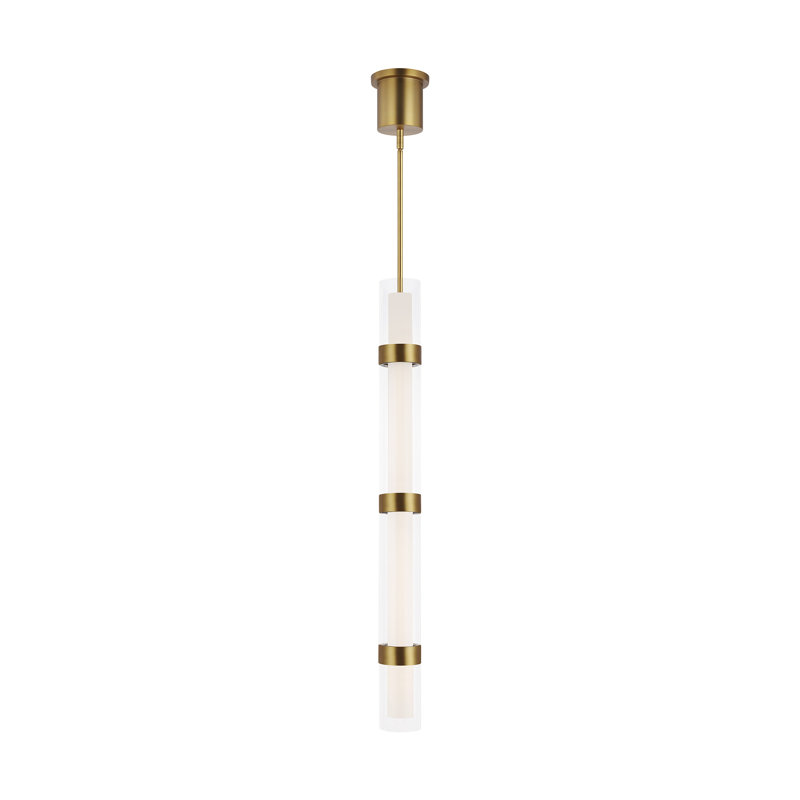 Wit 1 - Light Pendant, Aged Brass, 41.9" H x 6" W x 6" D