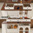 Adjustable Kitchen Island Cart with Seating for 2-4 | Rotating Countertop, Storage Drawers, Glass Display Cabinet & Sockets | Modern Freestanding Breakfast Bar-2075459103