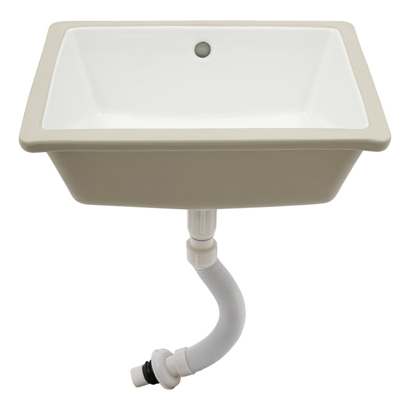 OUKANING 11.81'' X 15.75" Ceramic Rectangular Bathroom Sink with Overflow