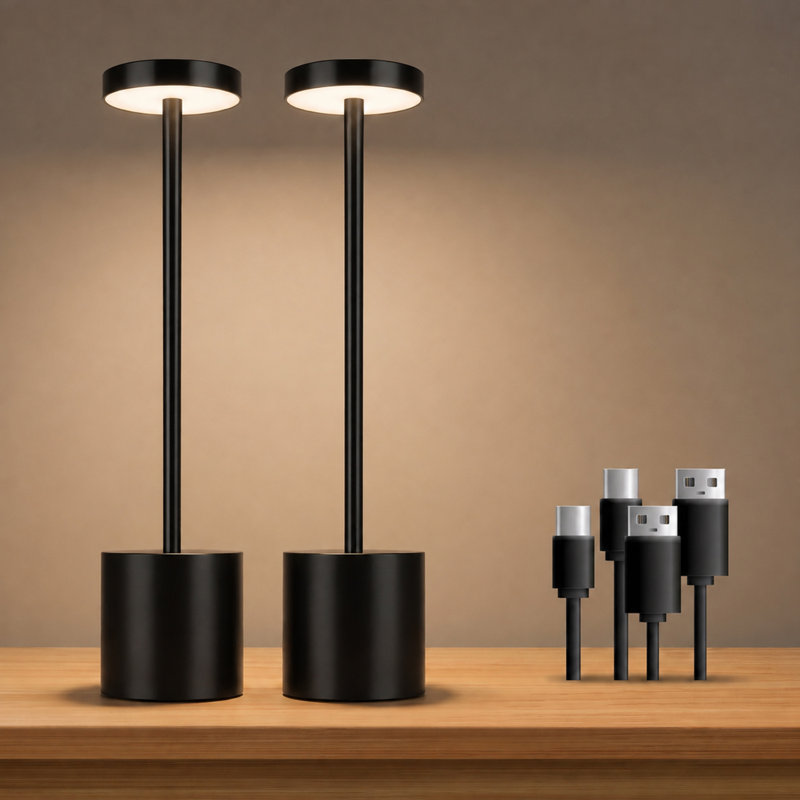 Lampe de table sans fil, rechargeable, tactile, lampes de bureau 2700K / 4000K / 5000K, H 10 po x l 3,14 po x P 3,14 po, Doré