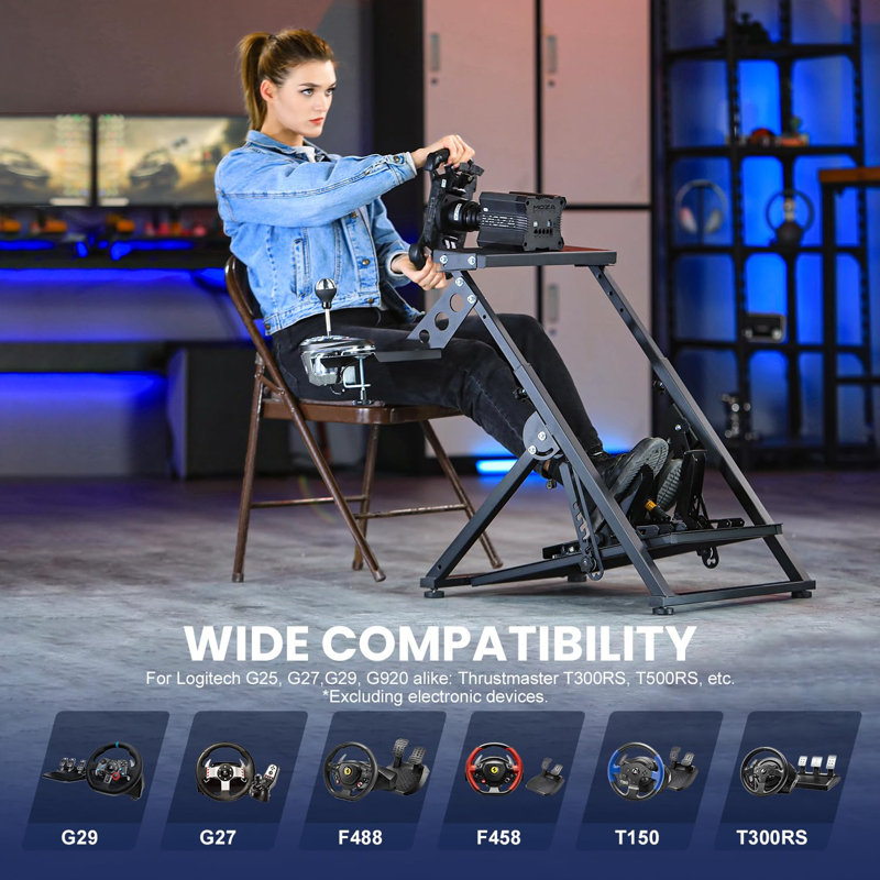Anman Foldable Racing Sim Wheel Stand Fit Logitech G29 G27G25 G920 Thrustmaster, Not Include Steering wheel & Wheels & Pedals and Shifter Handbrake