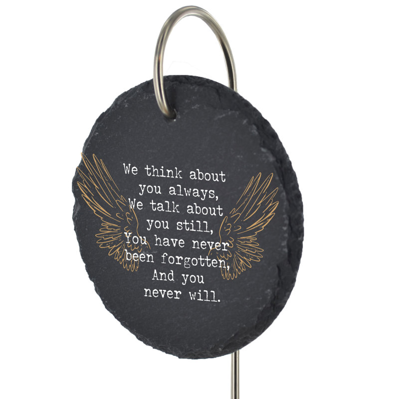 Blondena Enlighten Never Been Forgotten Circle Slate Memorial Plaque