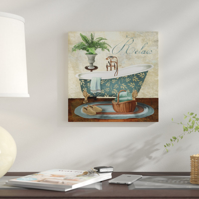 «Bath Relax», impression sur toile, H 12 po x l 12 po x P 0,75 po, Pas de tapis, Toile tendue