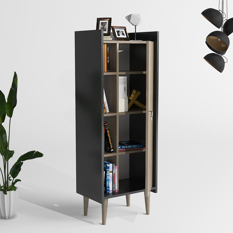 Jazmyne Freestanding Linen Cabinet, Walnut/Anthracite