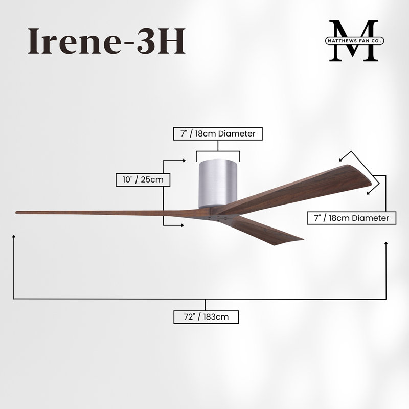 Irene Ceiling Fan, Brushed Nickel, Walnut Tone, 72"