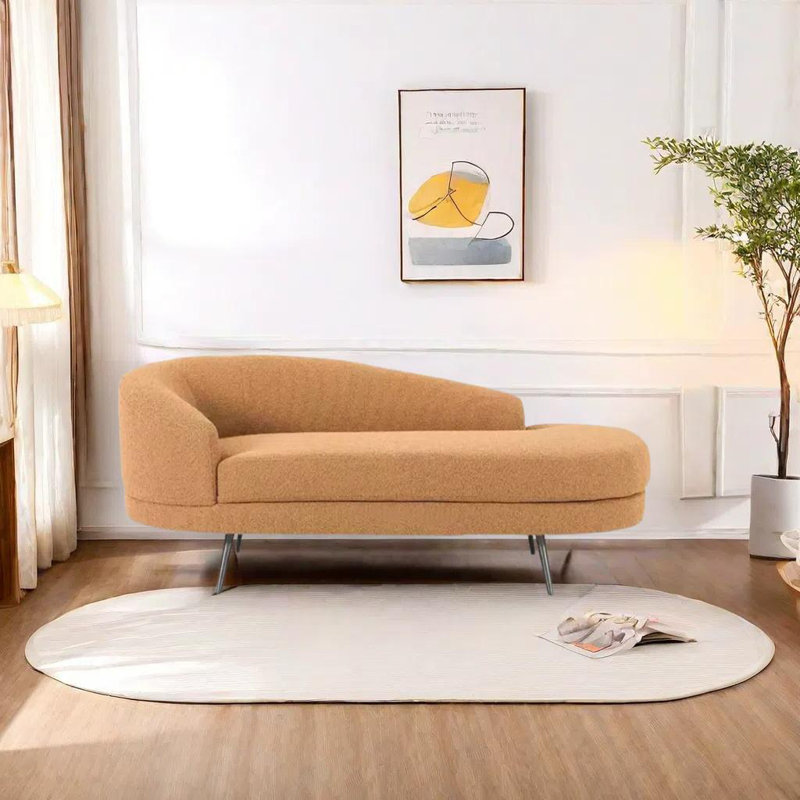 Chaise longue en tissu avec pieds en métal, Orienté à gauche (vu de face), Couleur café