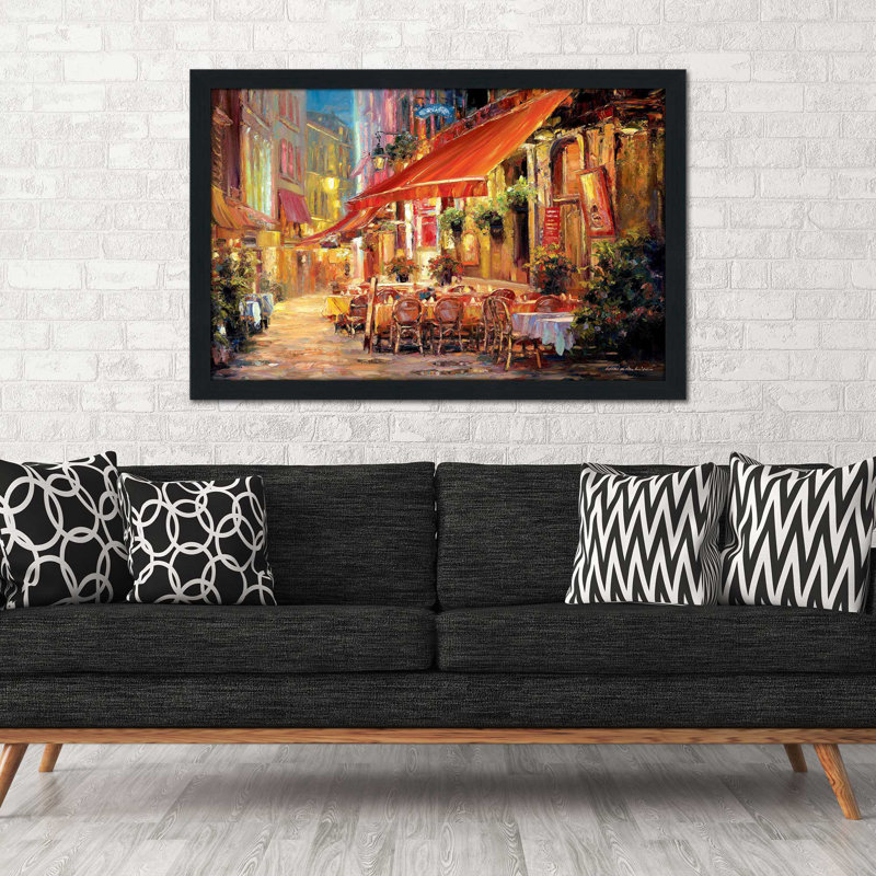Café In Light par - Peinture, Cadre espresso, H 27,5 po x l 39,5 po x P 0,75 po