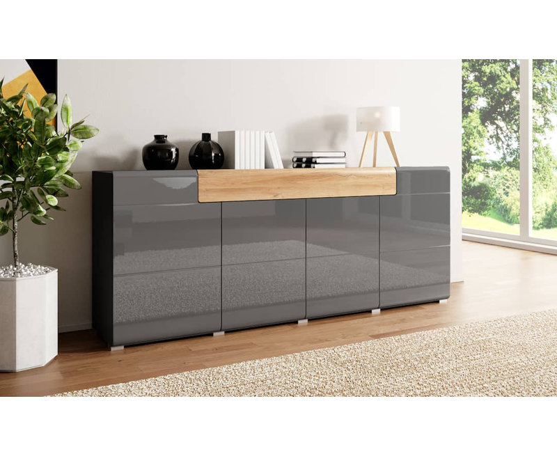 Toledo 208cm Sideboard, Grey/Oak