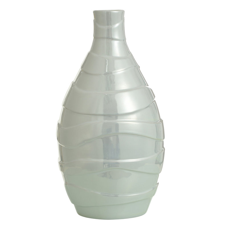 Norman Wyatt Home - 18" Ceramic Vase, Pearlescent White