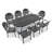 9-Piece Outdoor Dining Set, 81.89"L Oval Table with Umbrella Hole & 8 Stackable Chairs with Blue Cushions-94516821