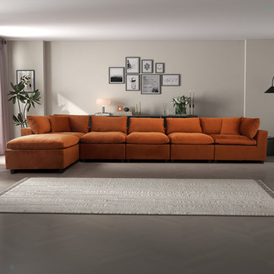 Canapé modulaire en velours orange brûlé Hayward