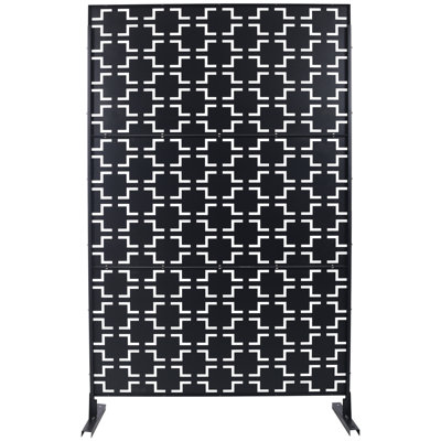 Écran d'intimité extérieur et intérieur en métal H 76 po x l 48 po, écran d'intimité décoratif autoportant pour terrasse de balcon sur terrasse, panneaux de clôture d'intimité pour jardin extérieur PS105 NOIR
