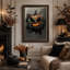 Citrouille orange avec texture bleu sarcelle et toile d'Halloween mystique-1853831768