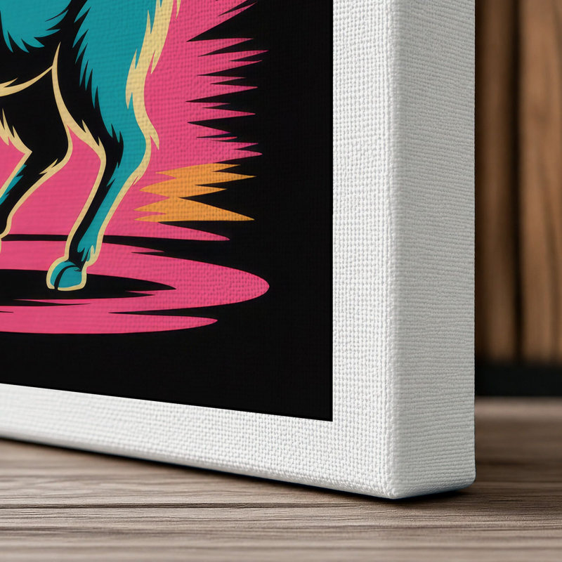 Llama in Starburst Modern - Wrapped Canvas, 24x16 - 61.0 x 40.6 cm, White Border