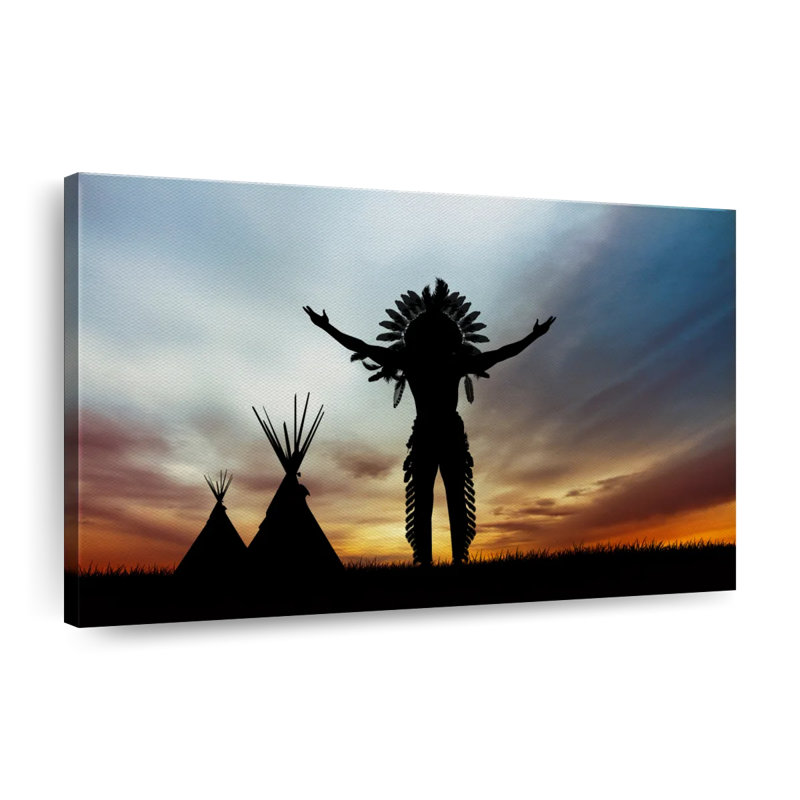 Chef Native American sur impression sur toile, H 8 po x l 12 po x P 1 po