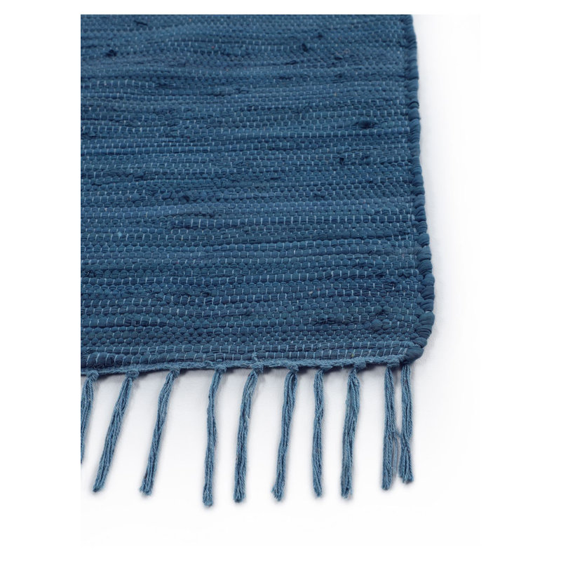 Chindi Uni Solid Colour Hand Crafted Hand Braided Blue Area Rug, Rectangle 190 x 290cm