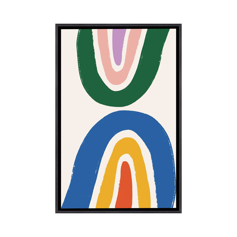Double arc-en-ciel-impression d’art, Pas de tapis, H 48 po x l 32 po x P 1,5 po, Toile avec cadre noir patiné