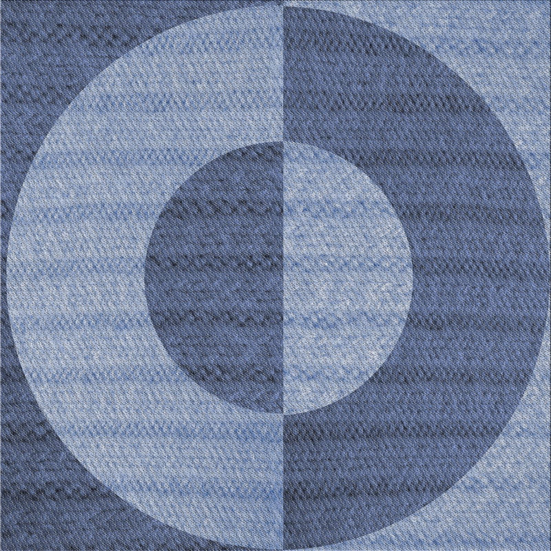 Tapis de surface bleu en acier à motifs, Carré 5 pi