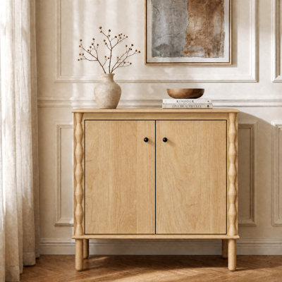 31.5" Sideboard with Soft-Close Doors & Hidden Cord Storage,Oak