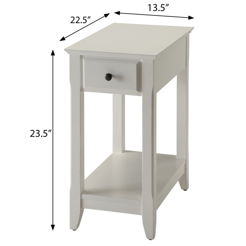 Table d'appoint rectangulaire blanche avec tiroir - et pièce fonctionnelle en bois massif rehaussant la beauté de votre espace de vie