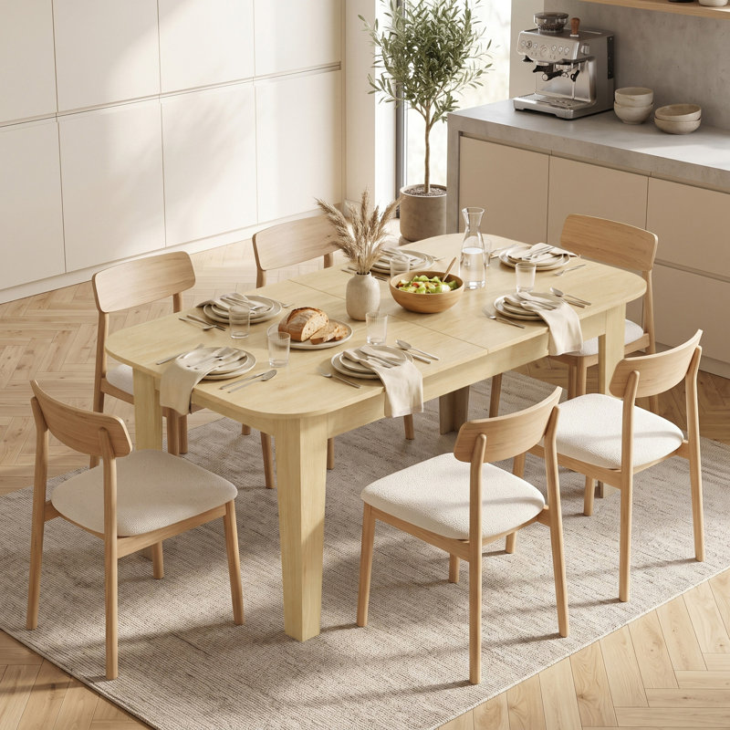 Table de salle à manger extensible de 55 à 71 po pour 4 à 6 personnes, table de cuisine ovale extensible Farmhouse, bords ronds, peu encombrante pour le dîner, salon, petites cuisines, chêne