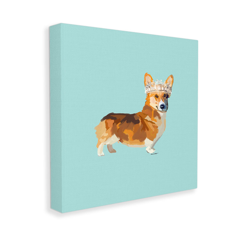 «Royal Corgi With Crown Wrarap Canvas» par Amelia Noyes sur toile, H 36 po x l 36 po