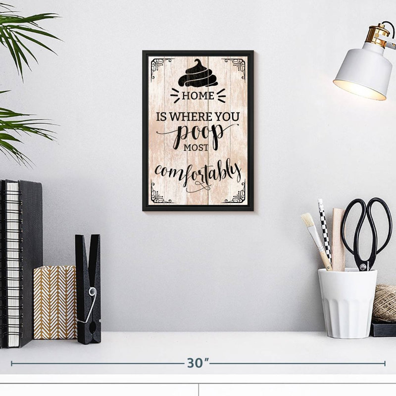 Home Poop Typographie, 9 po x 13 po, Cadre flottant noir