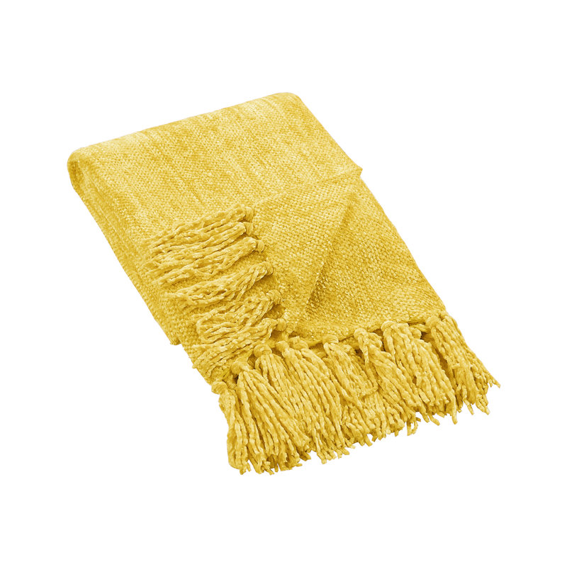 Jeté tricoté en cristal et chenille, Jaune primevère, L 80 po x l 60 po