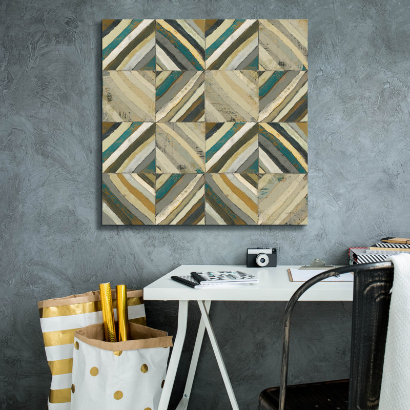  «The Center 1 Abstract Turquoise» par Cheryl Warrick, art mural sur toile, 26 po x 26 po, H 26 po x l 26 po