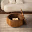 Table basse en rotin en forme de fleur avec couvercle de rangement amovible, style boho-chic pour les espaces de vie compacts