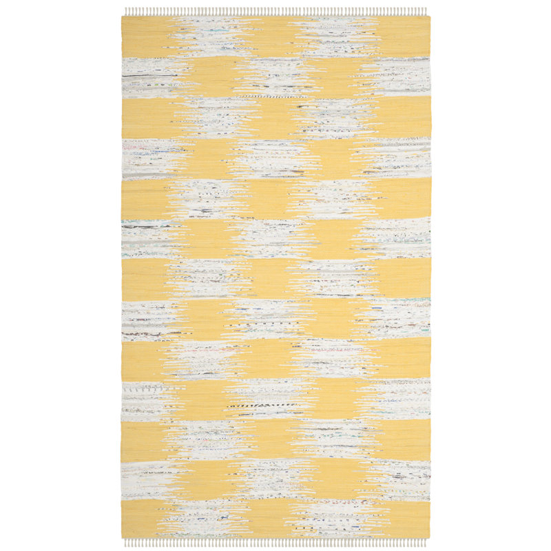 Tapis en coton tissé à la main Opie, Rectangle de 5 pi x 8 pi