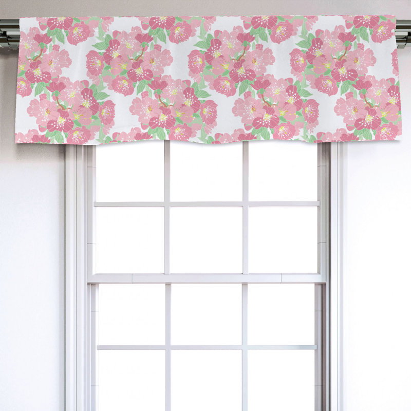 Sateen Floral Ruffled Window Valance