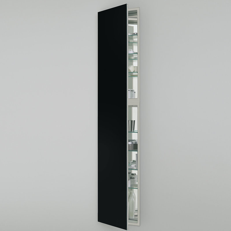 Armoire à pharmacie encastrée à 1 porte M Series avec 7 tablettes réglables et éclairage DEL, 70 po x 19,25 po x 6 po, Noir