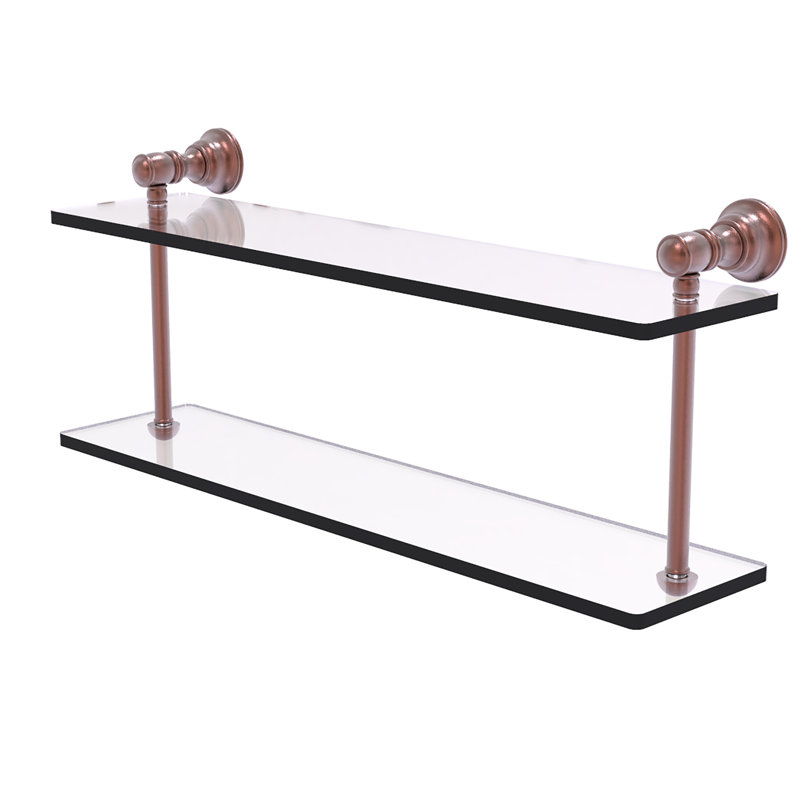 Freyja 2 Piece Glass Tiered Shelf, Antique Copper, 5.6" H x 22" W x 9.2" D