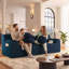 Canapé d'angle modulaire de 180 cm, canapé nuage en velours côtelé en forme de L, 2 pièces, assise profonde, aucun assemblage requis, bleu vieilli