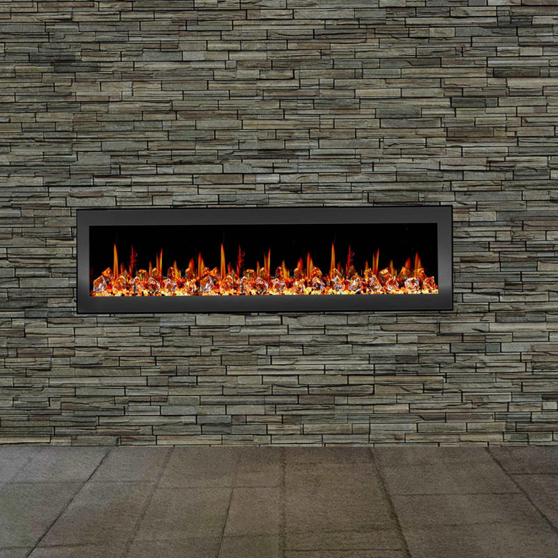 HD LED Smart Electric Fireplace with Crystal Stone, 16.75" H x 68" W x 8" D