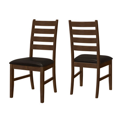 Paire de chaises de salle à manger de 37 po de hauteur, revêtement brun, base en bois massif, pour utilisation dans la cuisine de 2 chaises de salle, hauteur, bois, assise rembourrée, conception transitionnelle