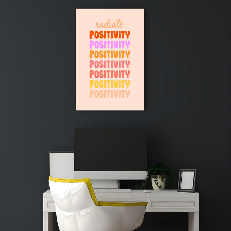 Radiate Positive Vibes Bold Colorful Modern Wall Art Print by Dominique Vari - Wrapped Canvas Print, 45.72cm H x 30.48cm W
