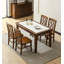 Table de salle à manger de style américain avec plateau en pierre frittée et structure en bois massif-497764668
