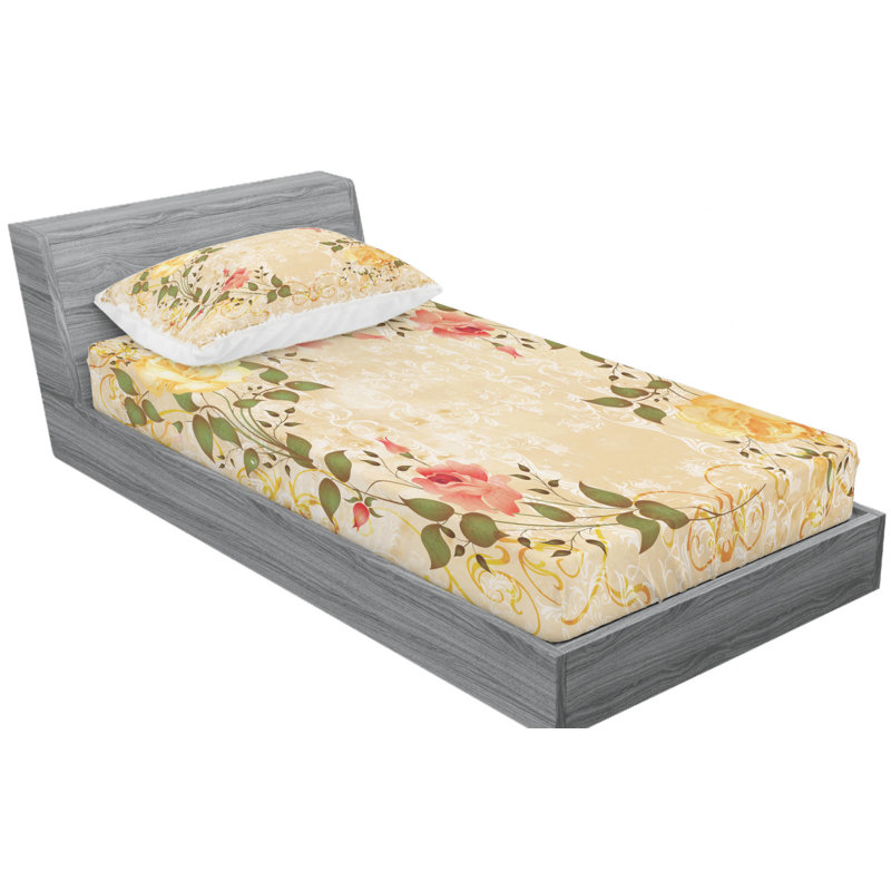 Microfiber Floral Sheet Set, Twin XL Sheet Set with Fitted Sheet