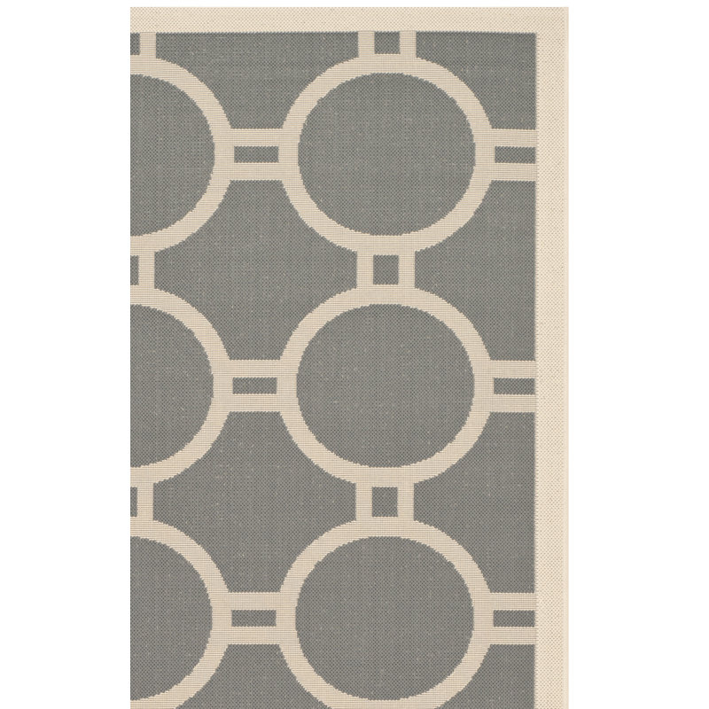 Arneshia Geometric Anthracite/Beige Area Rug, Square 7'1"