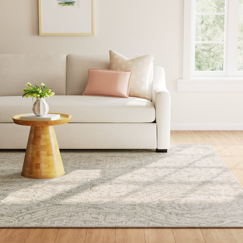 Rosemarie Abstract Handmade Tufted Wool Gray/Ivory Area Rug, Rectangle 9' x 12'