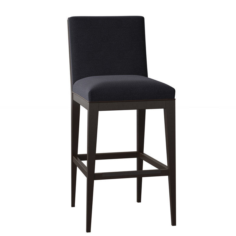Logan Upholstered Stool with Solid Wood Frame, American Walnut, Venice Navy, Bar Stool (30" Seat Height)