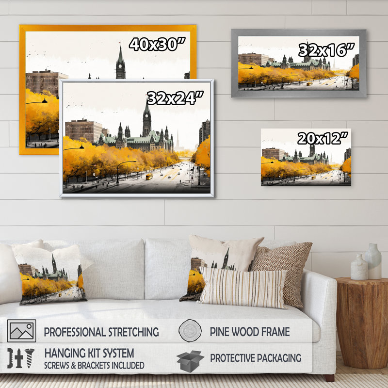 Ottawa in the Fall II - reproduction sur toile, H 12 po x l 20 po x P 1 po, Toile tendue