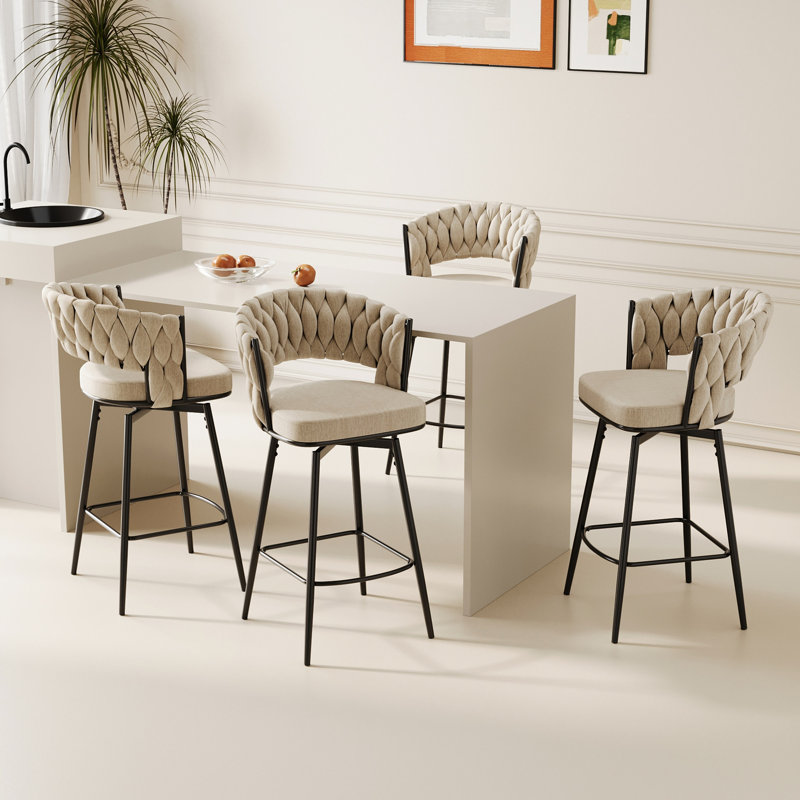 De 2 tabourets de bar rotatifs à 360 °, coussins souples, structure en métal, élégants pour la cuisine, 2 chaises pivotantes noires et blanches, pieds, maison de luxe moderne et