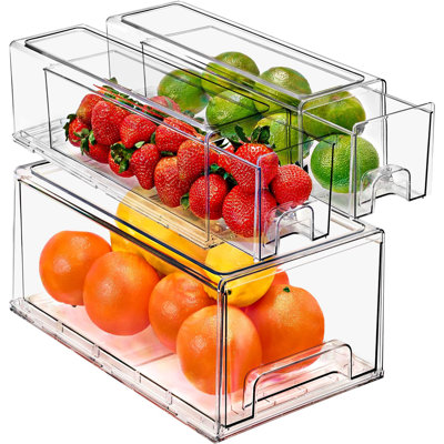  3 tiroirs 1 grand et 2 petits tiroirs transparents empilables
