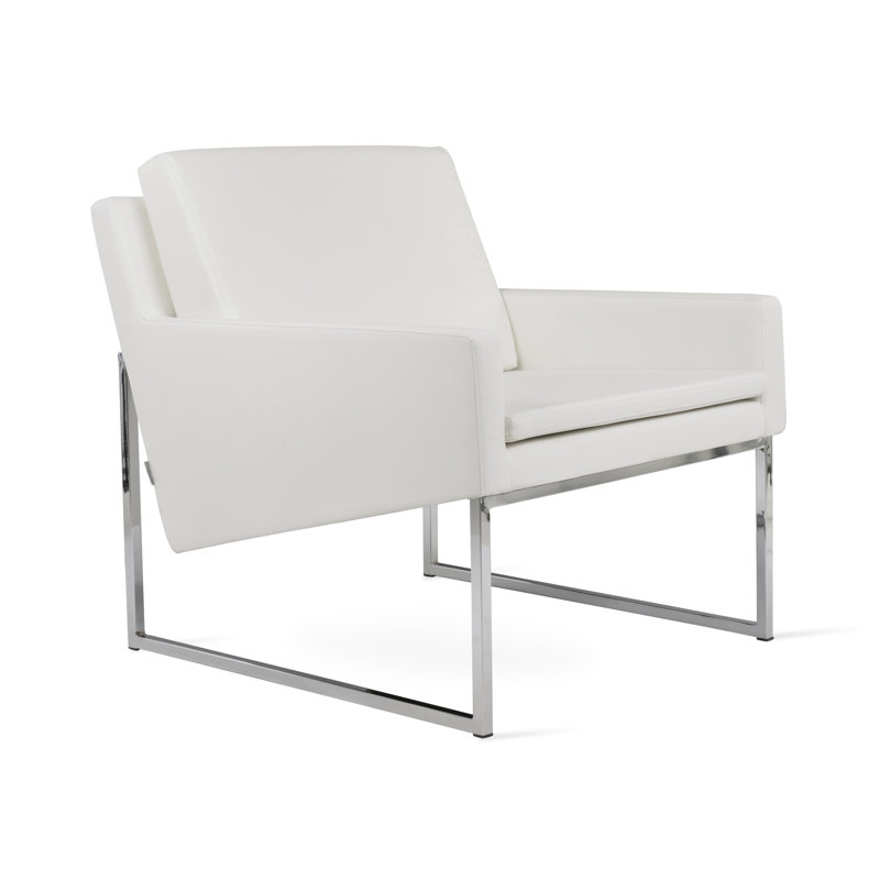 Nova Metal Armchair, White Faux Leather